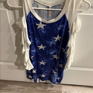 My Story Blue and White Star Long Sleeve Top
